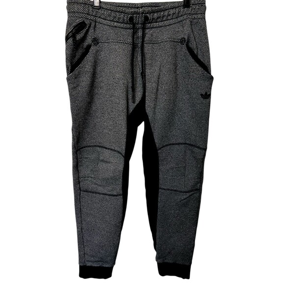 Adidas Original Mens M Twill Trefoil Logo Herringbone Black Gray Pocket Joggers - Picture 1 of 9